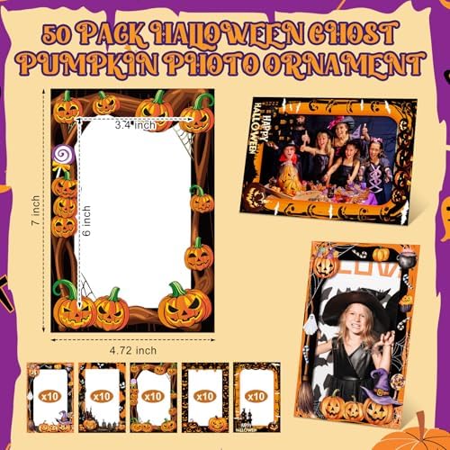 AmazingSpark 50 Pack Halloween Photo Frames 4x6, Paper Picture Cards