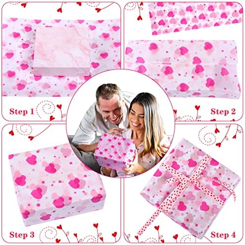 SANNIX 100 Sheets Valentine's Day Tissue Paper Bulk Gift Wrapping Paper for Gift Wrapping Boxes DIY Crafts Birthday Holiday Wedding Party Decoration 19.7 ×13.8 Inch (10 Patterns)