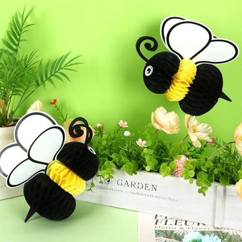 JULMELON 6 Pack Bee Party Decorations for Honeycomb Decorations