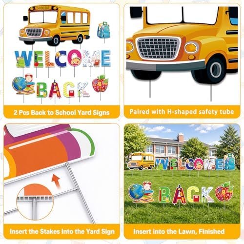 Back to School Yard Signs - 15 Pcs Welcome Back to School Sign