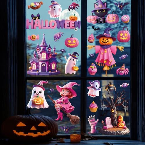 64Pcs Halloween Window Clings, Halloween Window Stickers for Party Decor