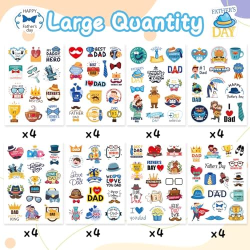 Fathers Day Stickers, 312Pcs Happy Fathers Day Stickers, Dad Stickers, Dad Day Gifts, Vivid Self-Adhesive Label Decals for Envelope Seal Cards Boxes Gift Wrap Mothers Day Party Favors Decorations