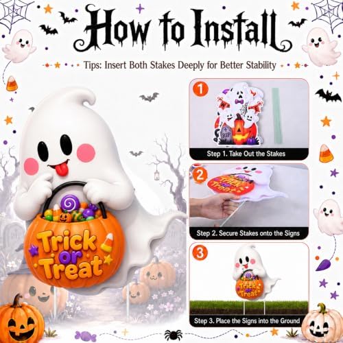 Ghost Halloween Decorations Outdoor, Cute Spooky Yard Signs with Stakes
