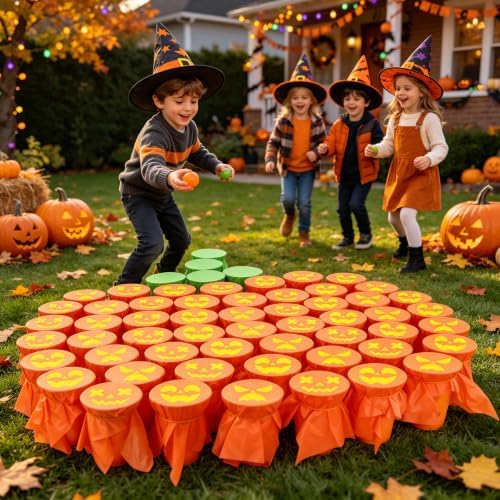 50 Pcs Halloween Pumpkin Punch Game Set, DIY Prizes Fall Party Supplies