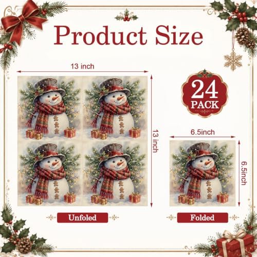 Yexiya 24 Sheet 12 Style Christmas Paper Napkins for Decoupage