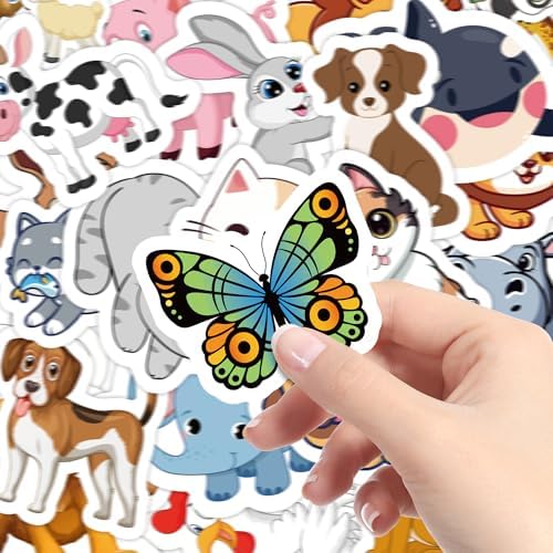 Stickers for Kids - 50 PCS Cute Animal Stickers | Water Bottle Scrapbook Stickers Toys Games Crafts for Kids Toddlers -Activities Party Supplies Favors Teacher Prizes Rewards Gifts for Teens Classroom
