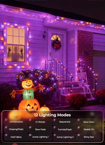 Minetom 200 LED Halloween String Lights 66FT Outdoor Halloween Lights