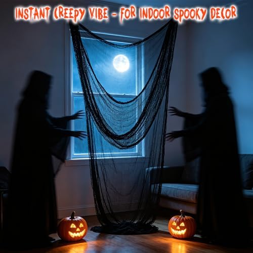 6-Pack 30 x 72 inches Halloween Creepy Cloth Decor, Black and Red