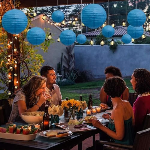 20Pcs Royal Blue Paper Lanterns for Parties, 4” 6” 8” 10” 12” Chinese Asian Hanging Round Paper Lanterns for Birthday Wedding Halloween Christmas Home Decor Party Decor