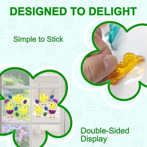 6 Sheets Easter Window Clings Gel, Easter Window Stickers for Glass