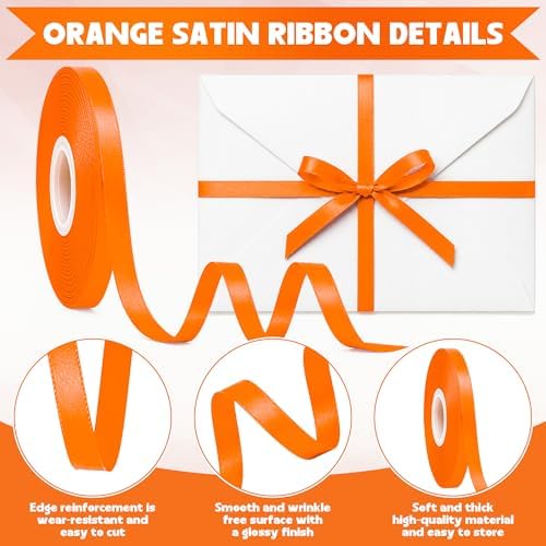 3/8In 30Yards Orange Thin Ribbon for Gift Wrapping Halloween Thanksgiving