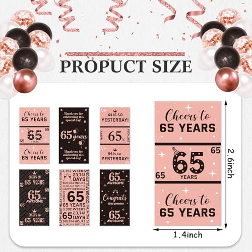 Tenare 90 Pcs 65th Birthday Candy Wrappers, Pink Stickers
