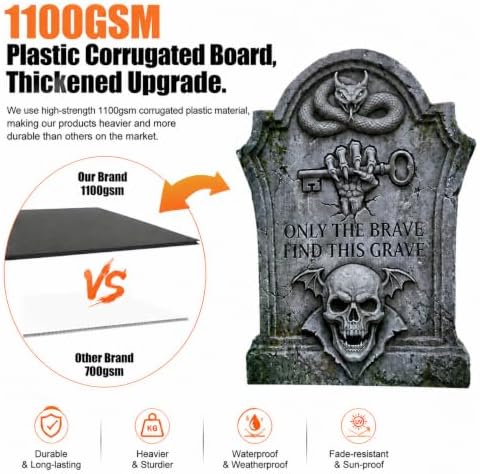 Halloween Decorations Outdoor Yard Signs, 6 Pcs 16.5" Double-Sided Graveyard Tombstones & Beware Props, Scary Zombie Stakes for Lawn Cemetery Setup, Haunted Houses and Trick or Treat Party Decor