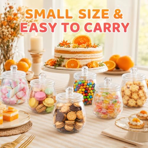 6 Pcs 16 Oz Clear Plastic Candy Jars with Lids & Spoons