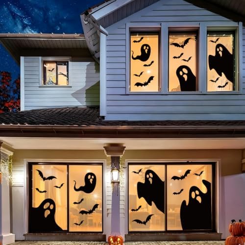 Large Halloween Window Clings Decorations Extra Large Ghost Silhouette Scary Black Ghost Decorations Window Decals for Windows