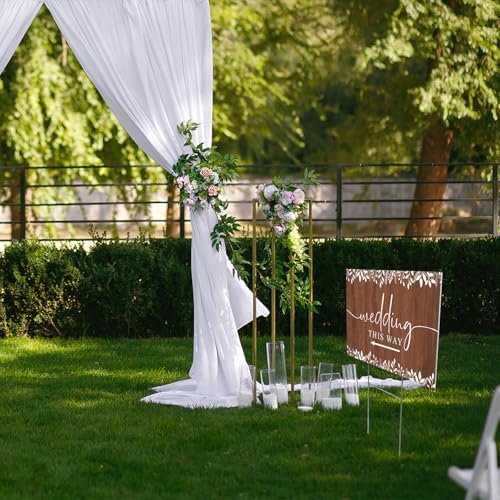 3 Pack 17''×12.5'' Wedding This Way Signs Double Sided Printed Wedding Directional Parking Sign with Stakes for Ceremony Reception Lawn Yard Arrow Signs Plastic Rainproof Party Supplies,Rustic