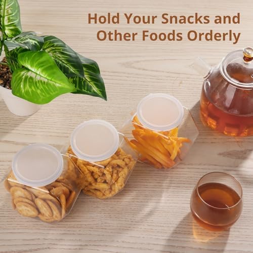 8 PCS Plastic Candy Jars, Clear Cookie Jars with Lids, Hexagon Cookie Jars for Kitchen Counter, Reusable Coffee Candy Buffet for Snacks, Cookie, Dog Treats, Coffee Pod(30 OZ)
