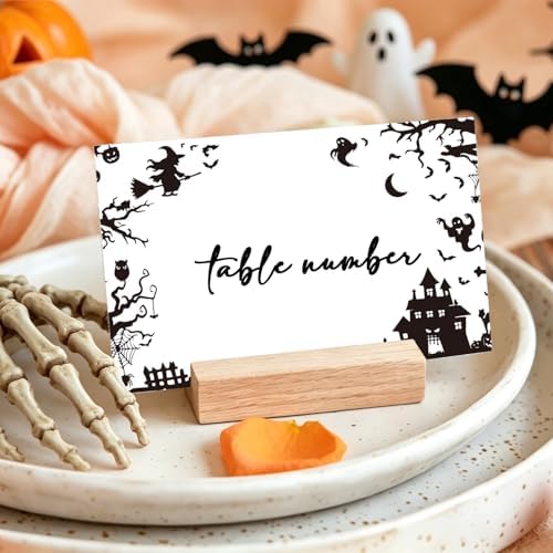 Halloween Place Cards for Table Setting, Tent Cards Decor For Birthday Baby Shower Autumn Party Reception Decorations, Bridal Shower Place Card, 25 Pack Birthday Food Name Card 2 x 3.5" /037
