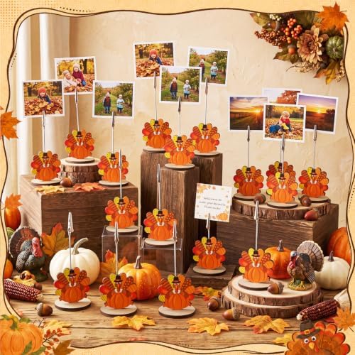 RattanView 24 Pcs Turkey Picture Holders Fall Photo Holder for Centerpieces