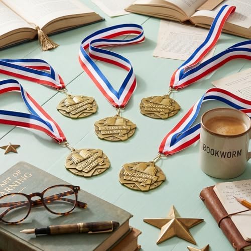 Quelay 30 Pcs 2 Inches Award Medals Bulk Medals Bulk with Neck Ribbons Metal Trophy Award Prize Gift for Tournaments, Competitions, Party, Kids and Adults