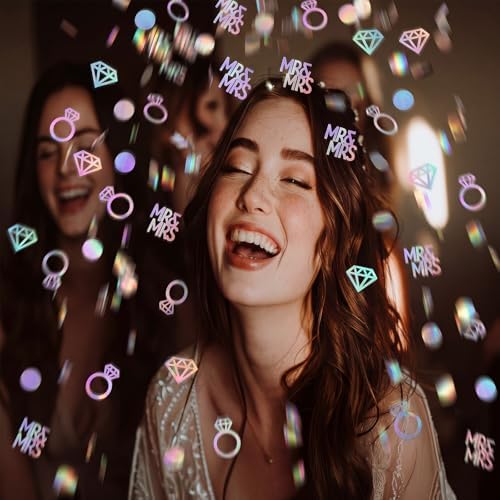 Sumind 220pcs Laser Silver Wedding Table Confetti Mr Mrs Diamond Ring Decor