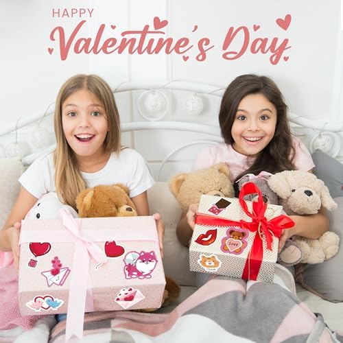 OHOME Valentines Stickers - 100 PCS Heart Stickers for Kids Classroom School - Valentines Day Crafts Gifts Treats Decor Cards Scrapbooking Decorations Supplies - Valentine's Party Favors