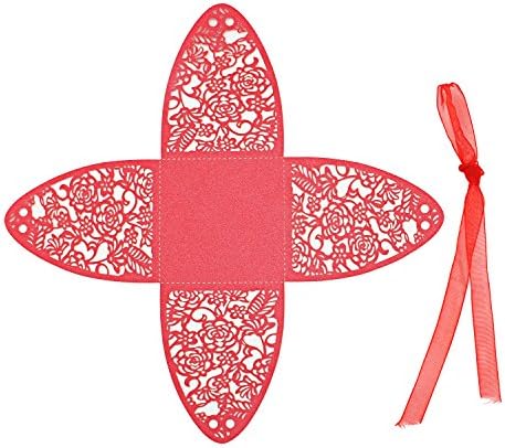 KPOSIYA Pack of 100 Laser Cut Rose Candy Boxes, Favor Boxes 2.5"x 2.5"x 3.1", Gift Boxes Bridal Shower Anniverary Birthday Party Wedding Favor (100,Red)