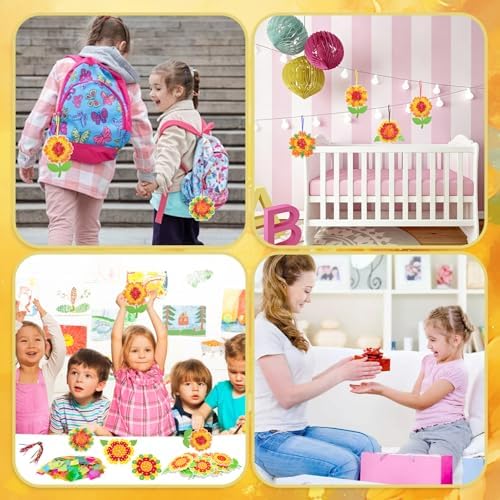 Fennoral 24 Pack Sunflower Craft Kit for Kids Make You Own Sunflower Poke in Art and Crafts DIY for Boys Girls Classroom Activities Spring Summer Birthday Party Decoration