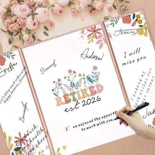 Holkcog Rose Flower Retirement Guest Book Alternative Decorations Women