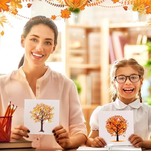 Saillong 12 Pack Fall Tree Diamond Painting Greeting Cards with Envelopes