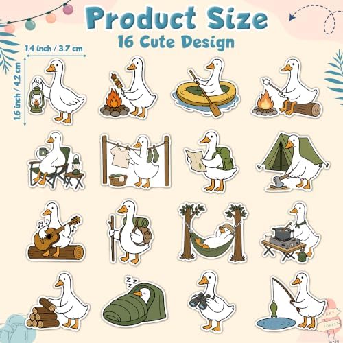 Eartim Summer Camping Goose Sticker Rolls Cartoon Funny Tent Goose Stickers