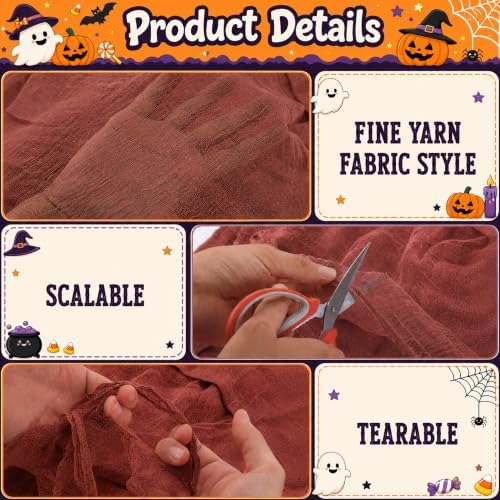 197"x71" Wine Red Creepy Cloth, Fine Mesh Halloween Cheesecloth Backdrop