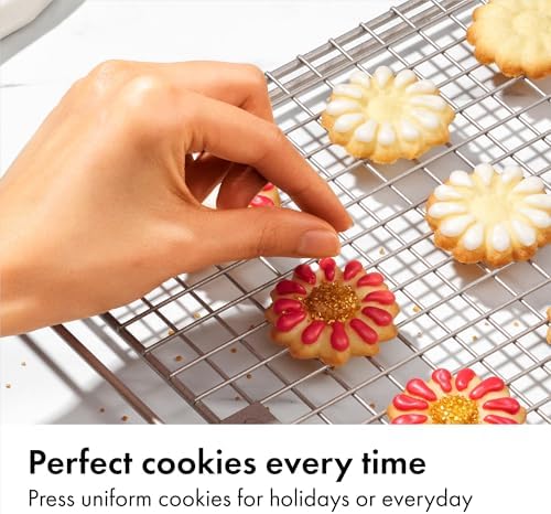 OXO Good Grips 14-Piece Cookie Press Set,Cookie Press with 12 Stainless Steel Disks and Storage Case,Holiday Baking and Everyday Treats,Essential Baking Supplies,(Pack of 2)