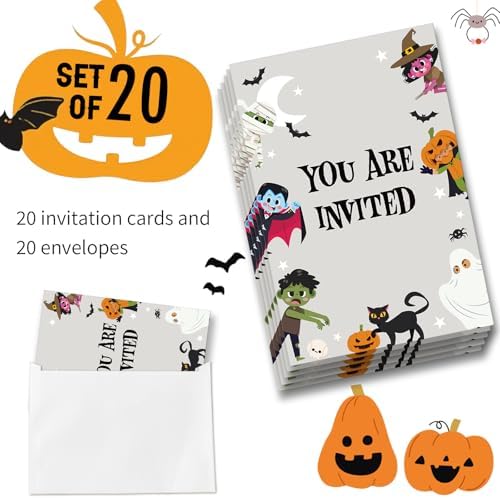 Dumyum 20 Halloween Costume Birthday Invitations, Spooky Halloween