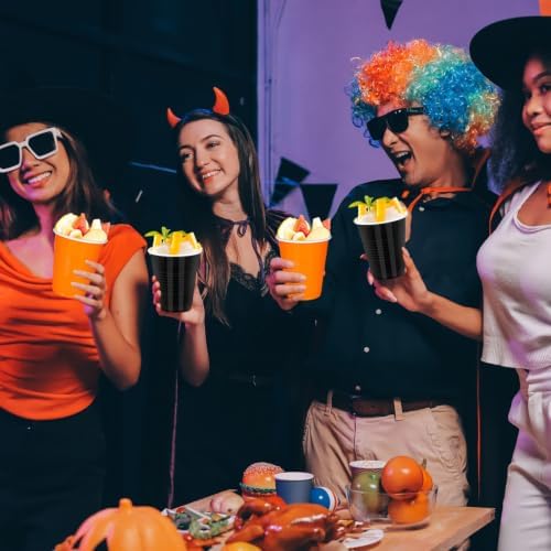 Vumdua Orange and Black Plastic Cups Disposable Cups, 12 oz Halloween Party Cups for Halloween, Birthday, Fall Party Supplies, Pack of 40