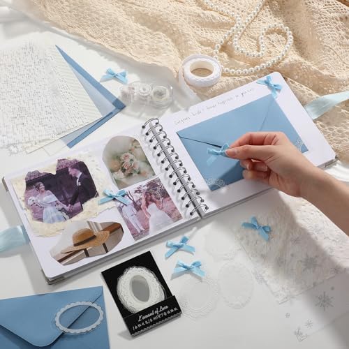 Humyoun Letters to Bride Scrapbook,8.5 X 7 Inch,Bow,Blue