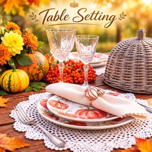 Remerry 8 Pcs Fall Thanksgiving Napkin Rings Set,Autumn Metal Holders