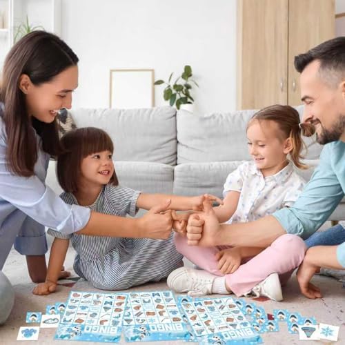 Snowman Christmas Bingo Game for 24 Players & Teams - Large Group Family Holiday Party Game, Kids Activities, Crafts, Party Favors and Gift