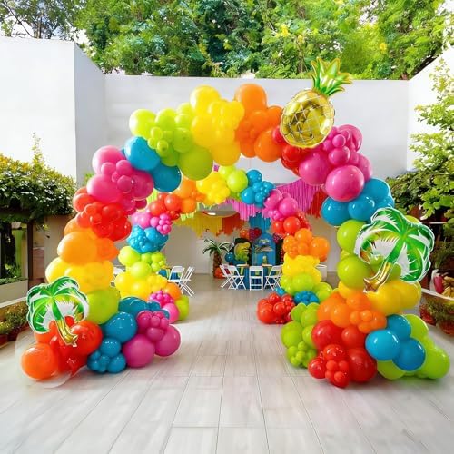Tropical Balloons Arch kit, 131Pcs Hawaiian Summer Party Balloons