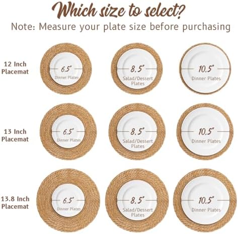 BAVIFY 13" Round Woven Placemats Set of 4, Plate Chargers for Dining Table