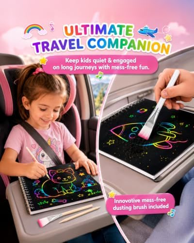 2 Pack Scratch Art Paper Notebooks Set: Arts and Crafts Supplies for Kids