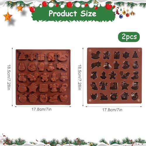 2pcs Christmas Silicone Molds Fondant Chocolate Christmas Molds