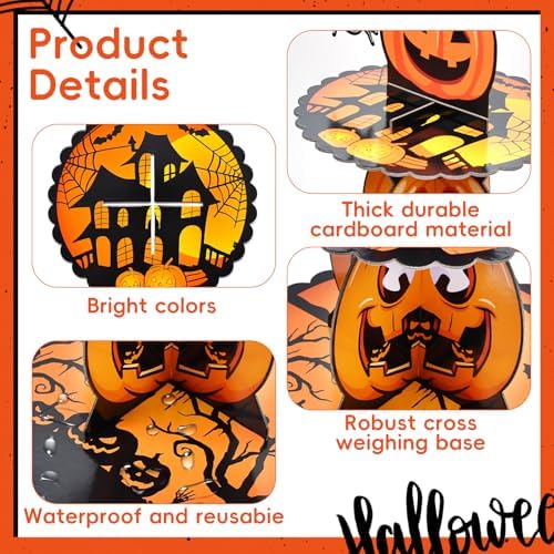 Gistome 3-Tier Halloween Cupcake Stand – Pumpkin Stack Dessert Display Holder for Spooky Party Table, Haunted House Treats, Trick-or-Treat Setup, and Halloween Decorations