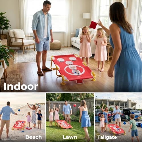 SPORT BEATS Metal Cornhole Game Set - 5-Hole Arcade Toss Game