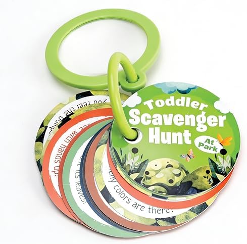 Scavenger Hunt Cards at the Park | Kids Outdoor Activity Cards Game with Magnifying Lens | Nature 2 Year Old Gifts for 2-3 Year Olds | Toddler Games for Boys & Girls