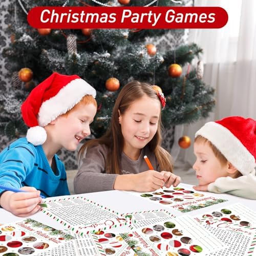 COCHIE 30 Players Christmas Party Games for Adults Family Office Large Groups, Xmas Parties Picture Quiz Game, Riddle Game, Christmas Word Search Games with Answer Key (Xmas Search)