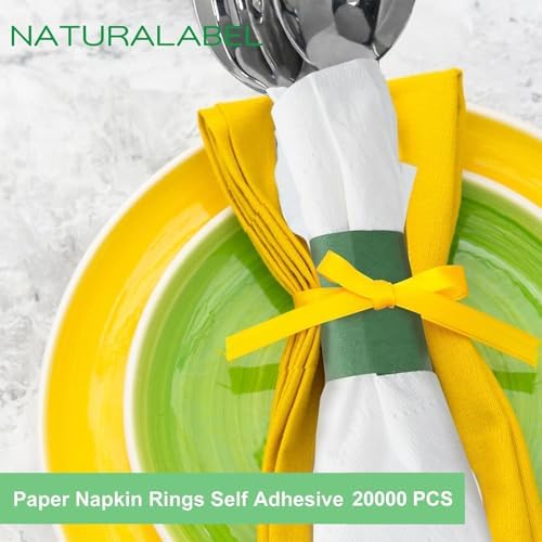 NATURALABEL Self-Adhesive Napkin Bands, Bulk Pack of 20,000, Green