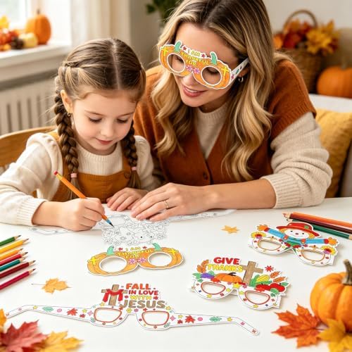 32Pcs Religious Fall Thanksgiving Crafts for kids DIY Coloring Glasses
