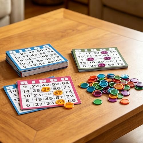 Yuanhe Bingo Game Cards Disposible – 1 Card 10 Sheets – 100 Books -10 Colors for Large Groups