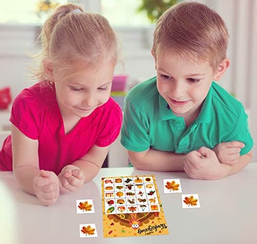 Thanksgiving Games for Kids, Fall Thanksgiving Bingo Cards Game 24 Players